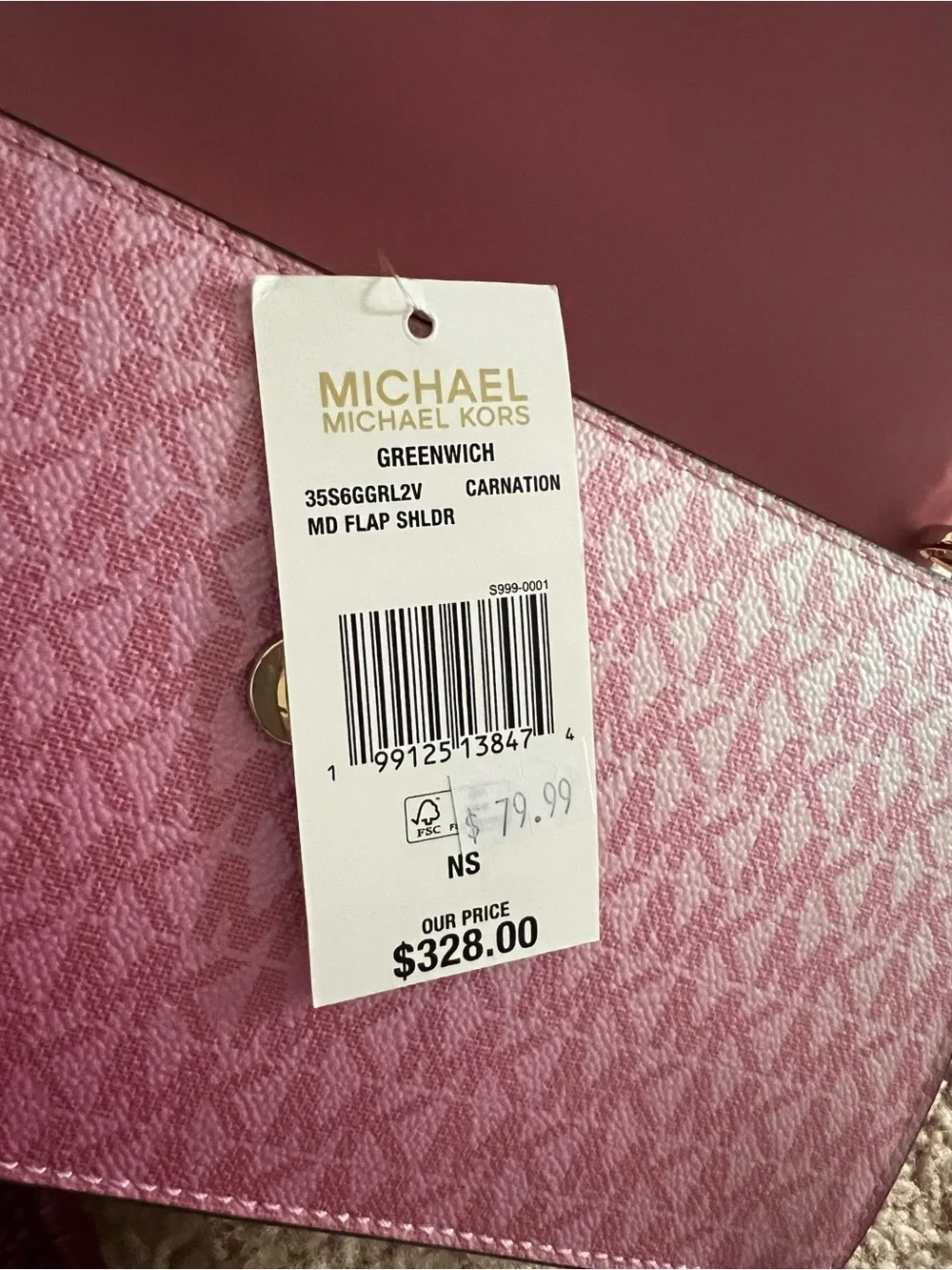 Michael Kors Pink Gradient Logo Crossbody Bag with Gold MK Emblem